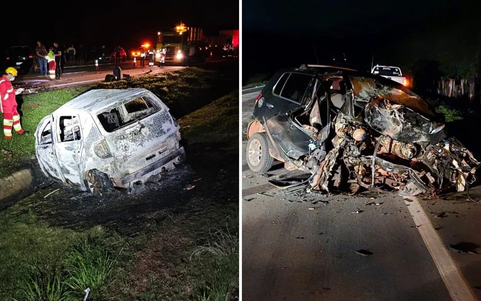 Acidente mata quatro pessoas e deixa carros destruídos