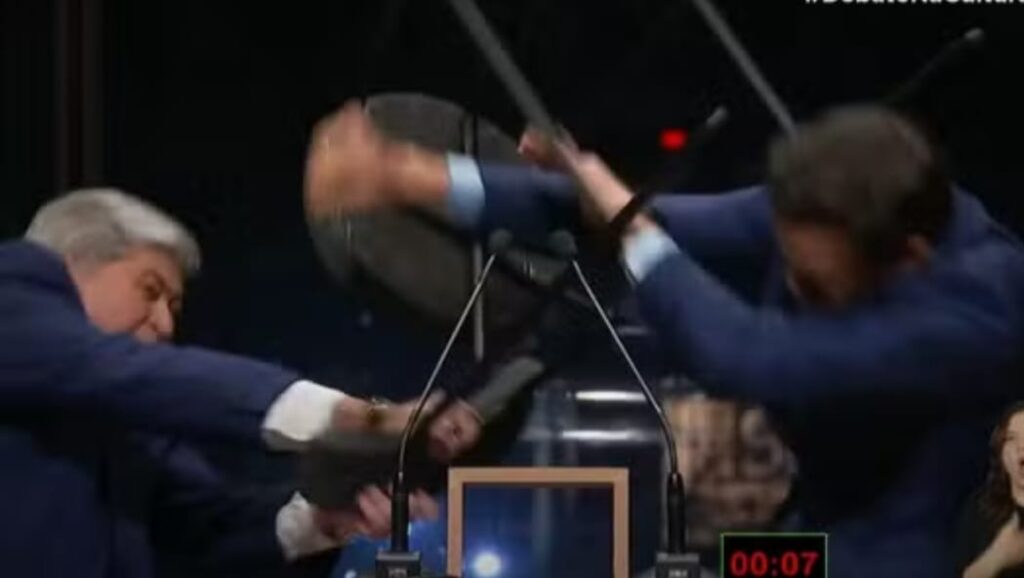 Datena agride Pablo Marçal durante debate em São Paulo