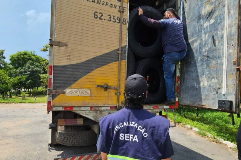 Sefa apreende 186 pneus novos em Conceição do Araguaia