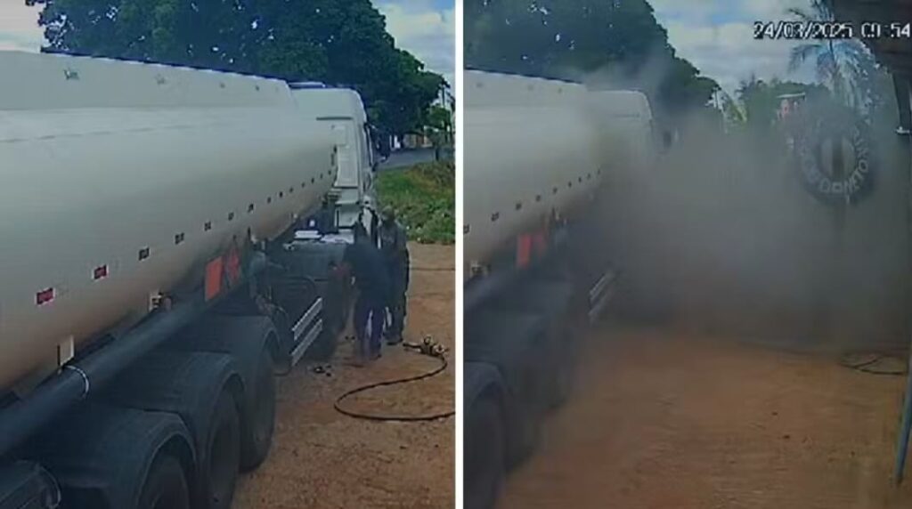 Em GO, Borracheiro é arremessado após pneu de carreta explodir