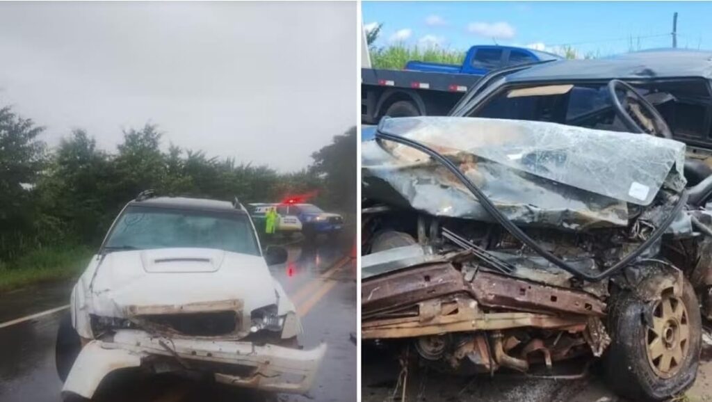 Jovens morrem em acidente após carro bater em caminhonete e sair da pista em rodovia de Goiás