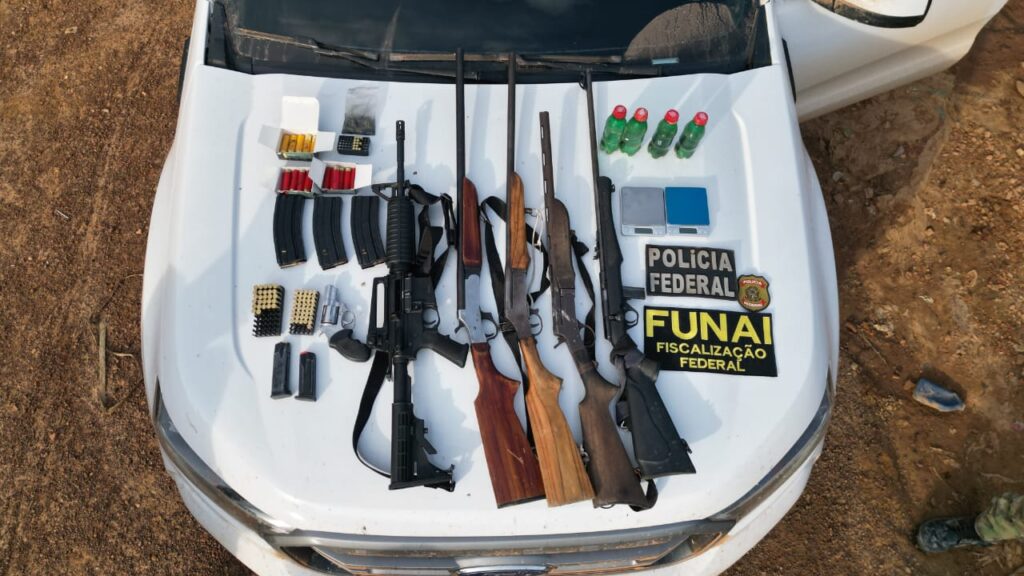 PF e Funai apreendem fuzil, mercúrio e munições em operação contra garimpo ilegal em terra indígena em Ourilândia