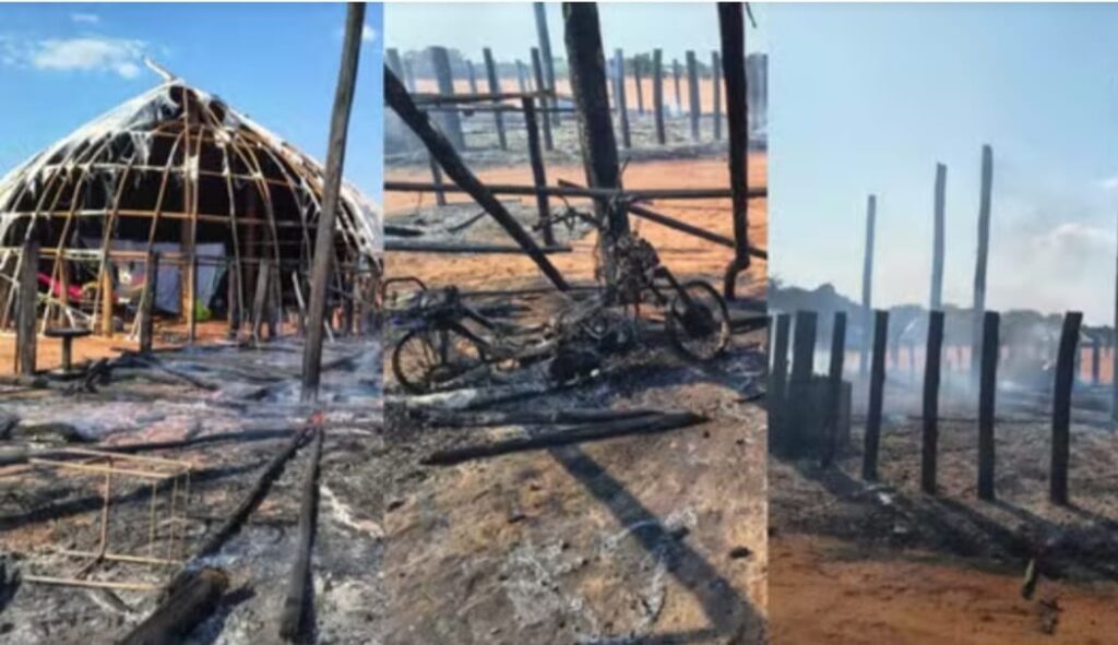 Incêndio atinge aldeia indígena após criança brincar com isqueiro