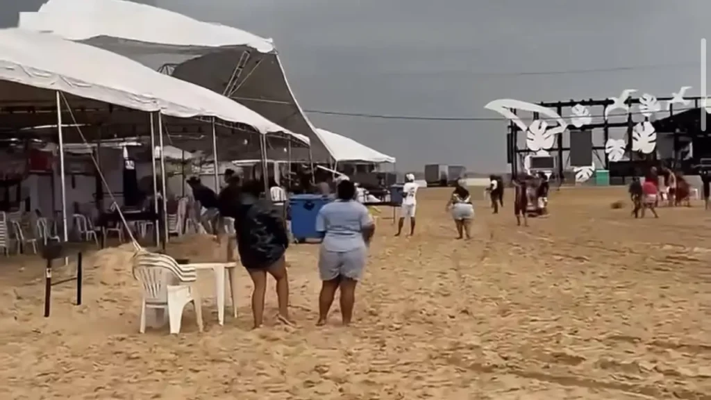 Ventos fortes arrancam tendas e barracas de acampantes e comerciantes em Conceição do Araguaia