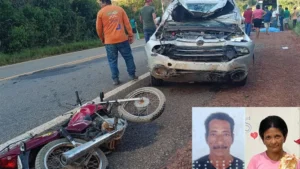 Duas pessoas morrem em acidente entre moto e picape na BR-222