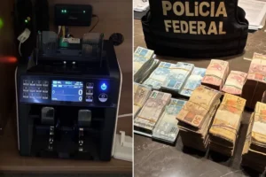 Fraude no INSS: PF acha máquina de contar cédulas e pilhas de dinheiro